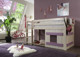 Bild von Mittelhohes (140) Kinderbett, Holzdekor, mit gerader Leiter, Kiefer massiv, Bild 1